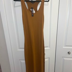 Mustard yellow bodycon maxi dress